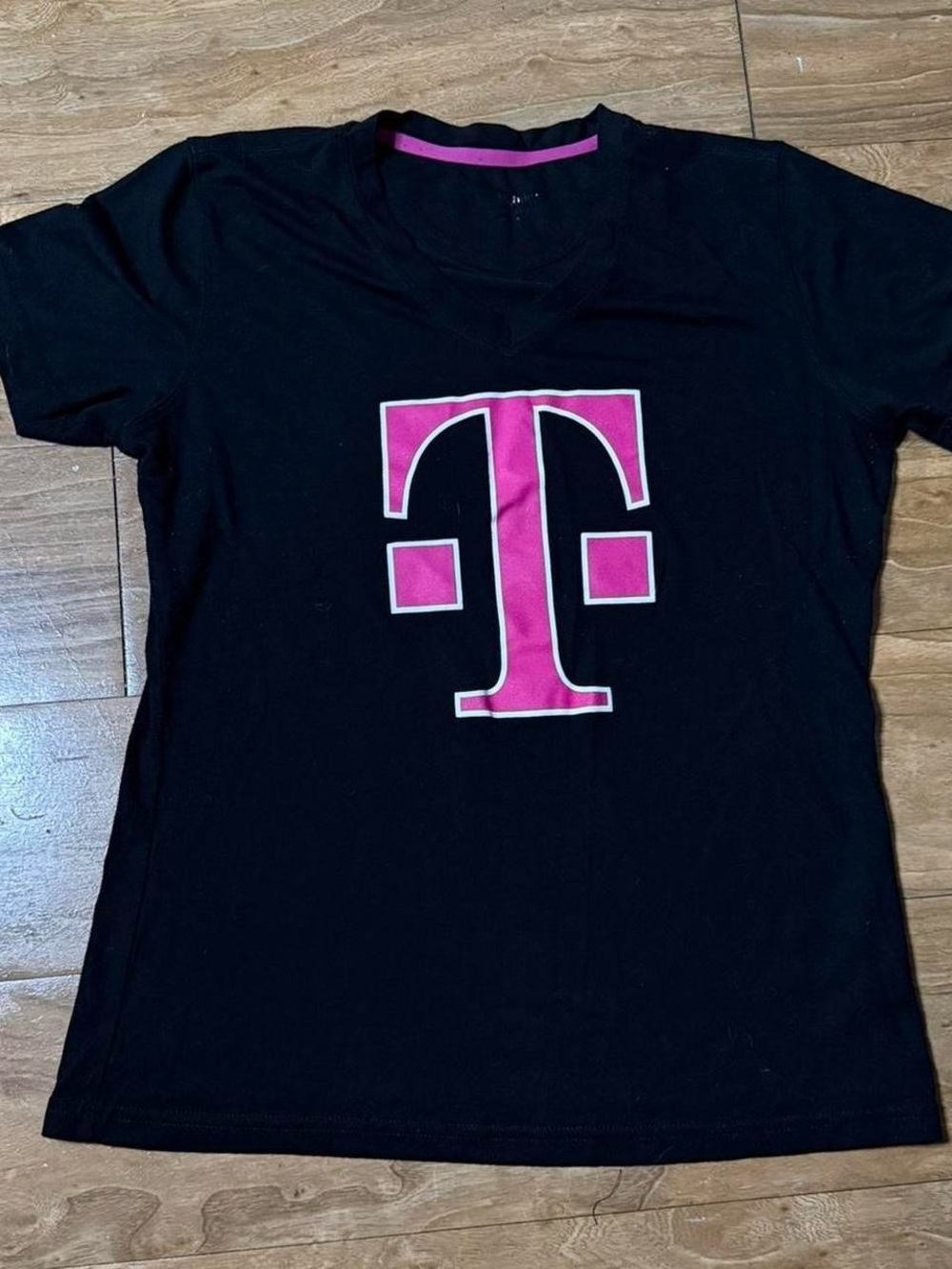 Women's Black Logo Tee - Pink Emblem
